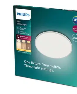 LED stropní svítidla LED Stropní přisazené svítidlo Philips Superslim CL550 8719514327146 36W 3600lm 2700K IP20 55cm bílé, 3-krokové stmívání