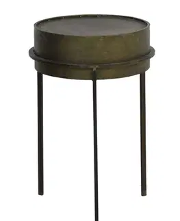 Konferenční stolky Bronzový antik kovový stolek/ květináč Tence - Ø38,5*58 cm Light & Living 6747118