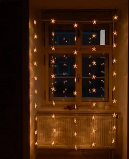 Závěsy a sítě DecoLED Vánoční osvětlení do okna, propojovatelné, hvězdy, 1,2x2m, teple bílá, 50 diod