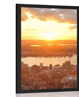 Města Plakát západ slunce nad městem New York