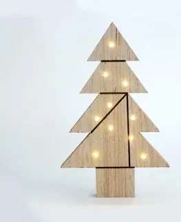 LED osvětlení na baterie ACA Lighting dřevěná dekorace vánoční strom na stůl 10 LED WW na baterie (2AA) IP20 21.5X2.5X35cm X09101109