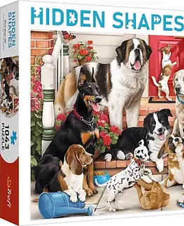 Hračky puzzle TREFL - Puzzle 1000 Hidden Shapes - Psi na verandě