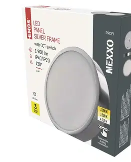 LED stropní svítidla EMOS LED svítidlo NEXXO broušený nikl, 22,5 cm, 21 W, teplá/neutrální bílá ZM5243