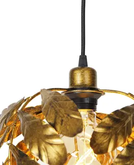 Zavesna svitidla Vintage závěsná lampa starožitná zlatá 30 cm - Lípa