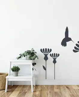 Samolepky na zeď Samolepka na zeď - Kolibřík a květ