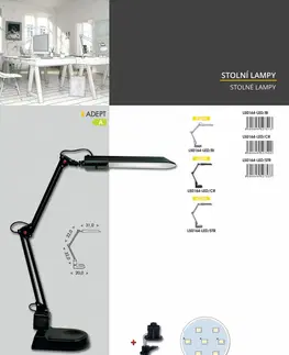 Stolní lampy do kanceláře Ecolite LED stolní lampa 8W, 630lm, 4000K, černá L50164-LED/CR