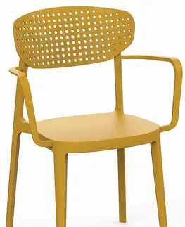 Zahradní židle a křesla Plastová židle s područkami OSLO (různé barvy) žlutá