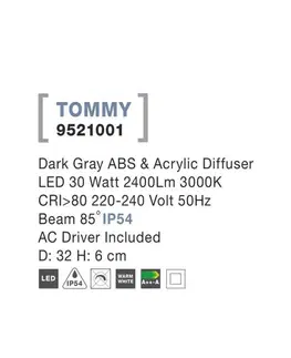 LED venkovní stropní svítidla Nova Luce Venkovní stropní LED svítidlo TOMMY NV 9521001