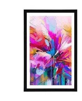 Abstraktní a vzorované Plakát s paspartou abstraktní barevné květiny