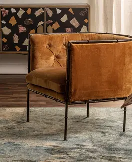Luxusní a designová křesla a fotely Estila Vintage stylové křeslo Alvaro v pískové barvě 69cm