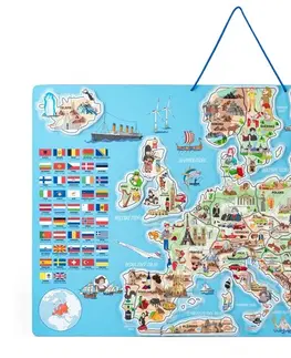 Hračky WOODY - Magnetická mapa EVROPY, společenská hra  3 v 1, ČJ