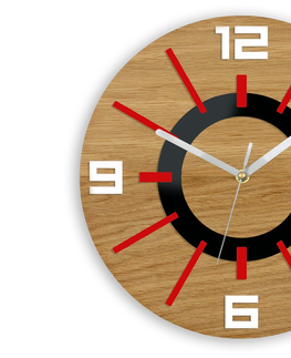 Hodiny ModernClock Nástěnné hodiny Alladyn Wood červeno-černé