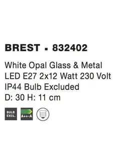Klasická stropní svítidla NOVA LUCE stropní svítidlo BREST stropní svítidlo bílé opálové sklo a kov E27 2x12W 832402
