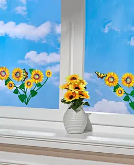 Dekorace oken a dveří 2dílný obrázek na okno "Slunečnice a motýli"