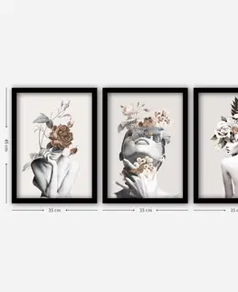 Obrazy Hanah Home Sada obrazů Ženy v květu 35x45 cm 3 ks