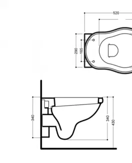 Záchody KERASAN RETRO závěsná WC mísa, 38x52cm, černá mat 101531