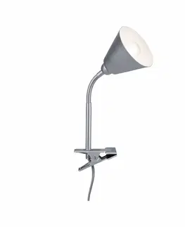 Lampy na noční stolek PAULMANN Svítidlo se skřipcem Vitis Flexarm E14 šedá a šňůrový vypínač 954.32 P 95432