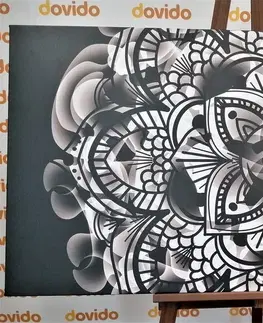 Černobílé obrazy Obraz Mandala zdraví v černobílém provedení