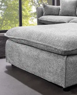 Luxusní a designové sedačky Estila Moderní šedý čtvercový taburet Heaven s čalouněným potahem 100cm