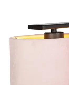 Zavesna svitidla Závěsná lampa s velurovými odstíny růžové se zlatem 20cm - Combi 3 Deluxe