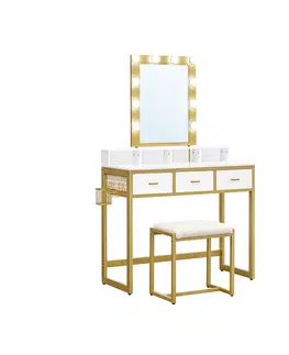 Toaletní stolky SONGMICS Toaletní stolek Marilyn zlatý/bílý