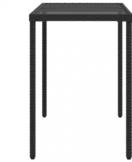 Zahradní stolky Zahradní stůl se skleněnou deskou černý 115x54x74 cm polyratan