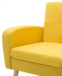 Sedací soupravy Rohová sedačka látka / dřevo Dekorhome Žlutá
