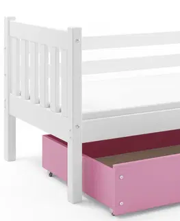Postele BMS Dětská postel s úložným prostorem CARINO | 90 x 200 cm Barva: Šedá / růžová