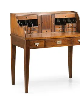Stylové a luxusní pracovní a psací stoly Estila Koloniální luxusní psací stůl se sekretářem Flamingo z masivního mahagonového dřeva 106cm