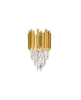 Designová nástěnná svítidla NOVA LUCE nástěnné svítidlo GRANE zlatý kov a křišťál E14 2x5W 230V IP20 bez žárovky 9050100