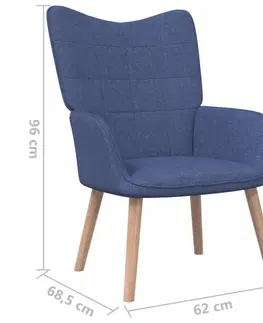 Moderní a designová Relaxační křeslo s podnožkou látka Dekorhome Modrá