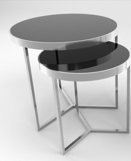 Konferenční stolky Konferenční stolky SILVANO 2 (2ks), kov/černé sklo