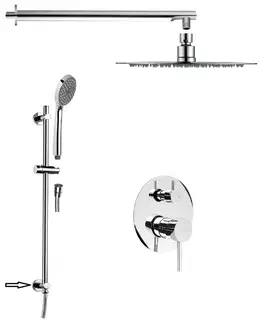 Sprchy a sprchové panely SAPHO RHAPSODY podomítkový sprchový set s pákovou baterií, 2 výstupy, posuvný držák sprchy s vyústěním, chrom 5583Q-03