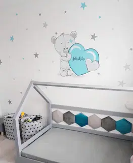Samolepky na zeď Dětské samolepky na zeď - Modrý medvídek s hvězdami a jménem