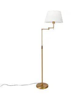 Stojaci lampy Chytrá stojací lampa bronzová s bílým stínidlem včetně Wifi A60 - Ladas Deluxe