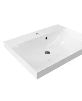 Koupelnový nábytek MEREO Mailo, koupelnová skříňka s umyvadlem z litého mramoru 61 cm, bílá, chrom madlo CN510M