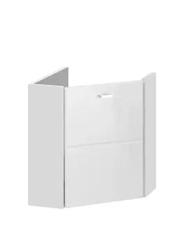 Koupelnový nábytek Comad Závěsná rohová skříňka pod umyvadlo Finka 40 cm bílá lesklá