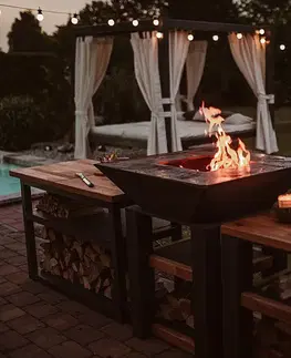 Přenosná ohniště Set grilovacího ohniště + servírovací stůl