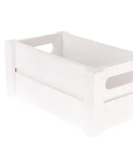 Úložné boxy Dřevěná bedýnka Karasi, bílá, 21,5 x 12,5 x 9,5 cm