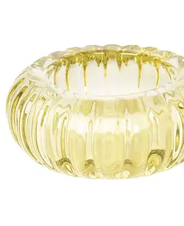 Svícny Žlutý skleněný svícen na čajovou svíčku - ∅ 9*3 cm Clayre & Eef 6GL2438