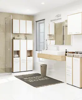 Koupelnový nábytek Ak furniture Skříňka do koupelny FIN 60 cm dub sonoma/bílá