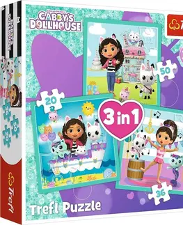 Hračky puzzle TREFL - Puzzle 3v1 - Gabbyine aktivity / Universal Gabby's Dollhouse
