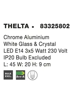 Designová nástěnná svítidla NOVA LUCE nástěnné svítidlo THELTA chromovaný hliník bílé sklo a křišťál E14 2x5W IP20 bez žárovky 83325802