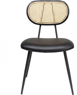 Jídelní židle KARE Design Polstrovaná jídelní židle s výpletem Rosali - černá