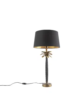 Stolni lampy Art deco stolní lampa bronzová s černým odstínem 35 cm - Areka