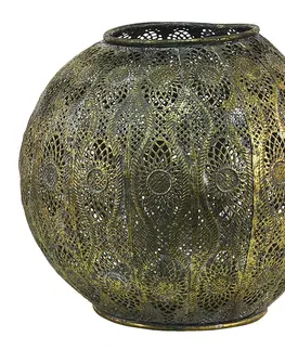 Svícny Zlatý antik kovový svícen s ornamenty - Ø 23*21 cm Clayre & Eef 6Y4537