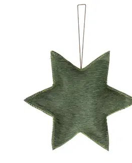 Obrazy Závěsná dekorativní zelená hvězda z hovězí kůže L - 20*20*4,5cm Mars & More IVHGSGL