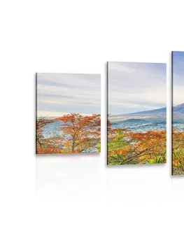 Obrazy přírody a krajiny 5-dílný obraz výhled na Chureito Pagoda a horu Fuji