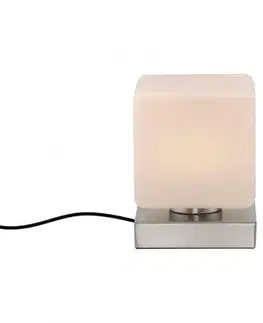 LED stolní lampy PAUL NEUHAUS LED stolní lampa stříbrná, tvar kostky, dotykový stmívač, nadčasový design 3000K