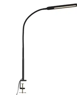 Stolní lampy do kanceláře BRILONER LED CCT dotykový vypínač svítidlo se svorkou 110 cm 8W 600lm černá BRILO 2389-015